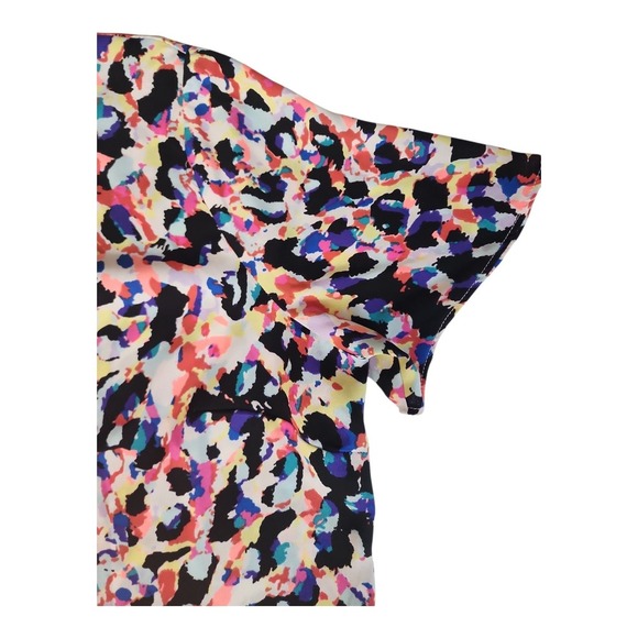 Metaphor Sheer Blouse Women L Pink Multicolor Floral Semi-Sheer Short Sleeve Top - Picture 14 of 14